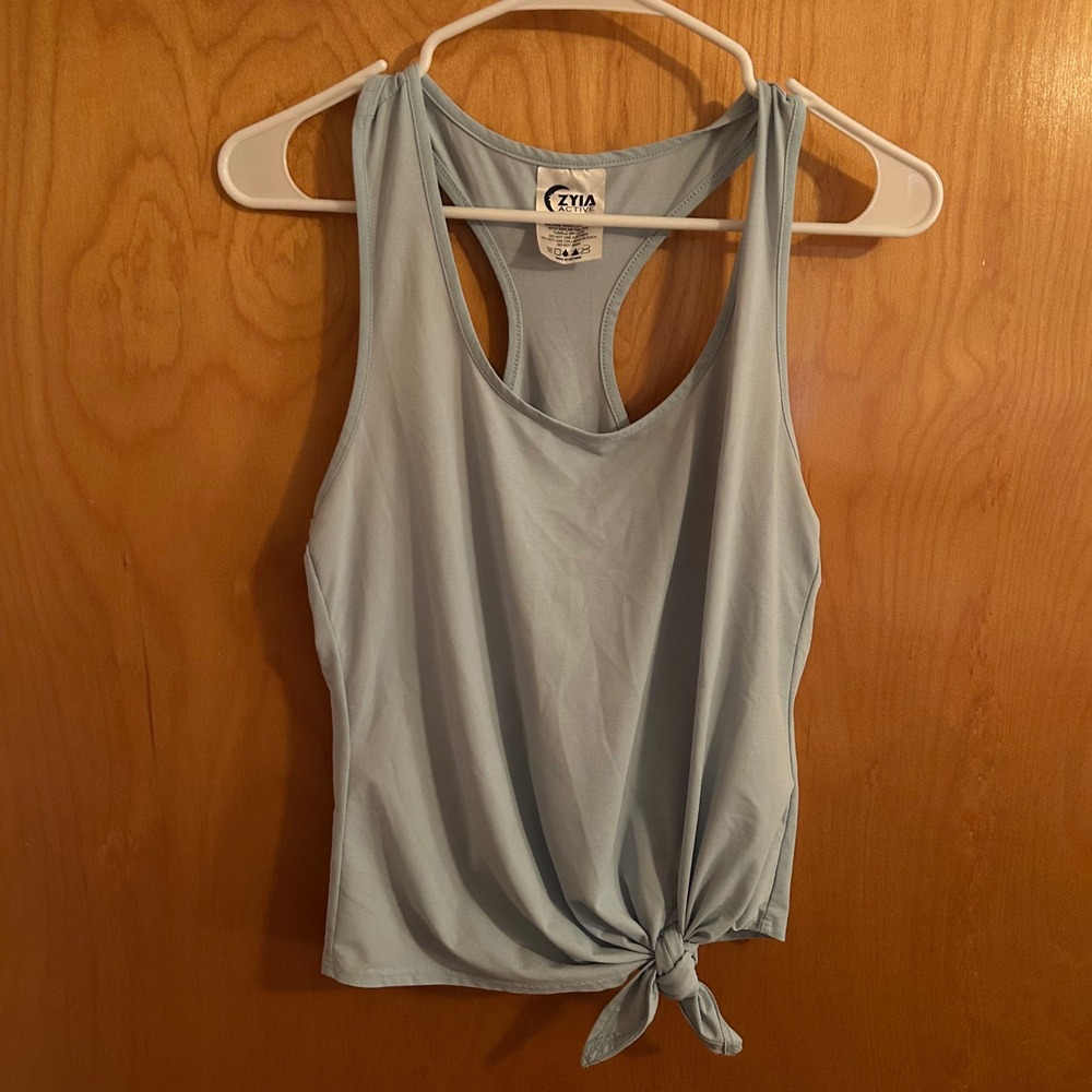 Zyia Active Light Blue Side Tie Knot Racerback Tank Top Medium